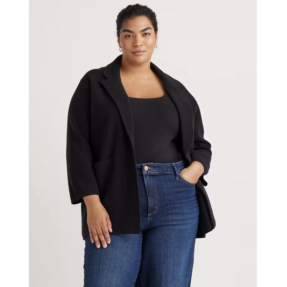 Quince Black Open-Front Relaxed Blazer